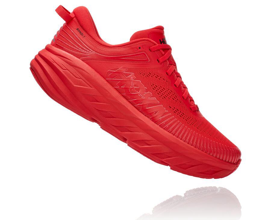 Running Shoes Mens - Hoka One One Bondi 7 - Red - UTVNZEY-62